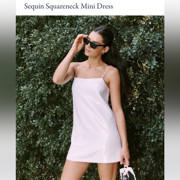 abercrombie white sequin dress Abercrombie & Fitch embellished shift bridal mini dress in white